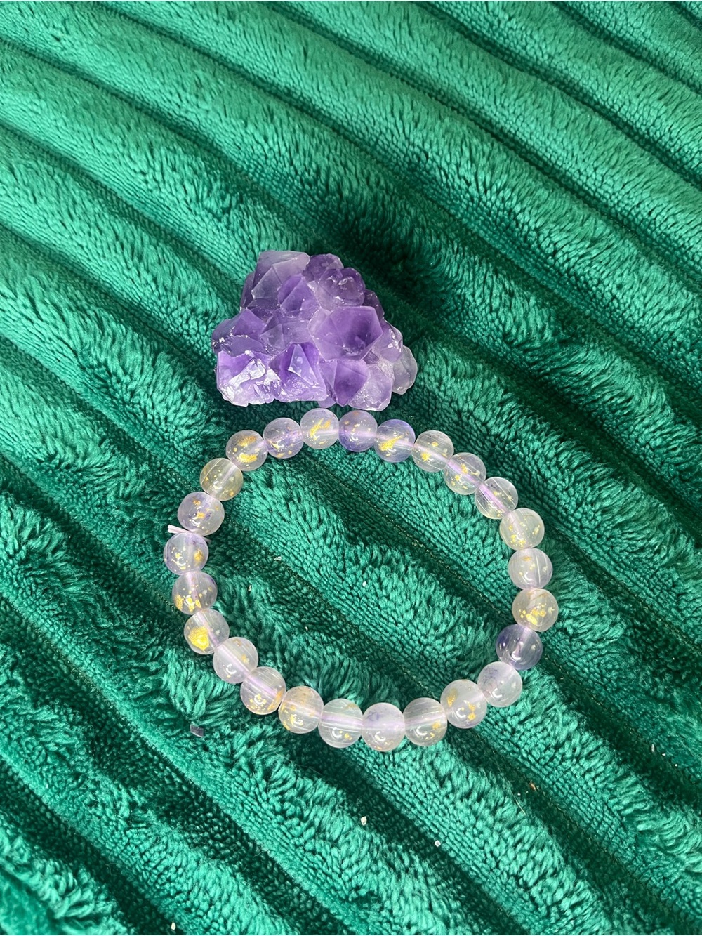💜Set of Amethyst Crystal and Purple Bracelet